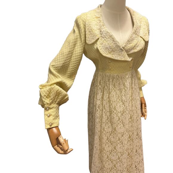 Bridgerton-Inspired Vintage Lace Gown | Romantic Regency Cottagecore Maxi XXS - Picture 6 of 16